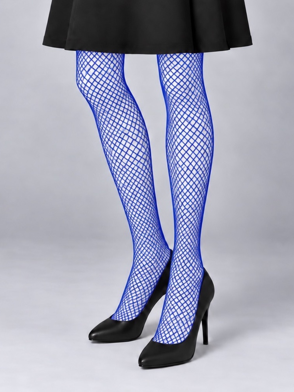 Music Legs Blue Seamless Fishnet Pantyhose One Size New Style 9001
